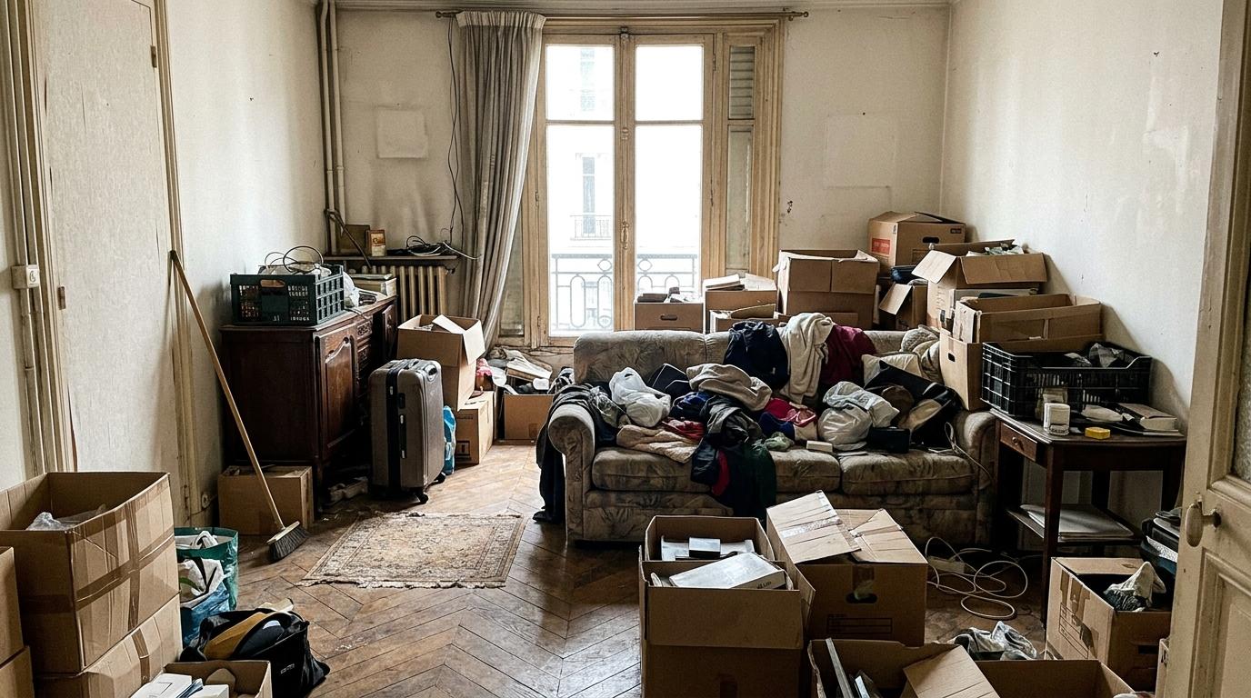 Chantier de débarras avant intervention